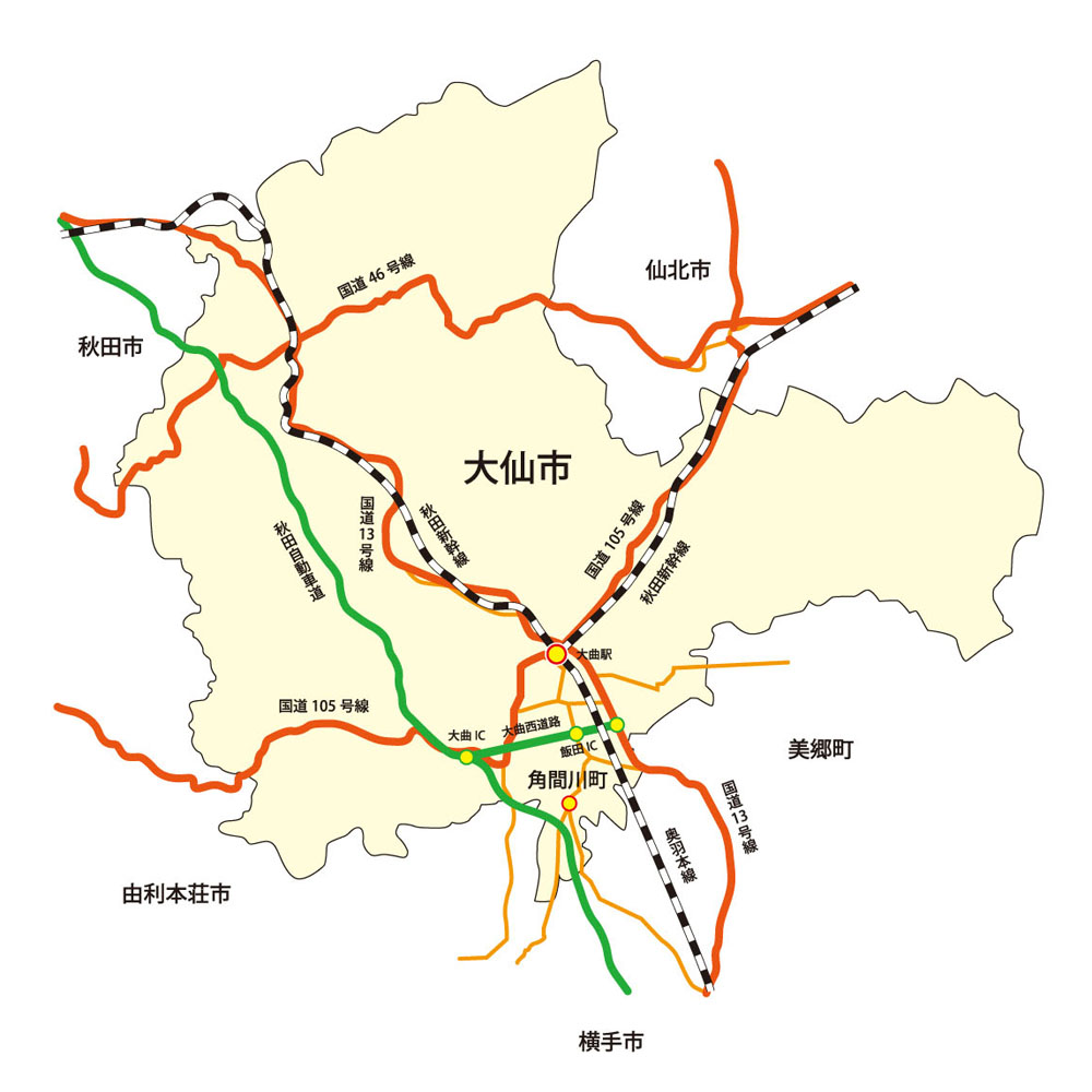 大仙市エリアマップ